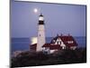 Cape Elizabeth Lighthouse with Full Moon, Portland, Maine, USA-Walter Bibikow-Mounted Photographic Print