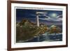 Cape Elizabeth, Maine - Moonlit View of the Portland Head Lighthouse-Lantern Press-Framed Premium Giclee Print