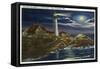 Cape Elizabeth, Maine - Moonlit View of the Portland Head Lighthouse-Lantern Press-Framed Stretched Canvas