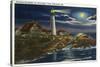 Cape Elizabeth, Maine - Moonlit View of the Portland Head Lighthouse-Lantern Press-Stretched Canvas