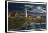 Cape Elizabeth, Maine - Moonlit View of the Portland Head Lighthouse-Lantern Press-Framed Stretched Canvas