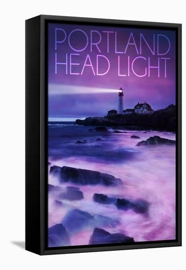 Cape Elizabeth, Maine - Portland Head Light at Dusk-Lantern Press-Framed Stretched Canvas