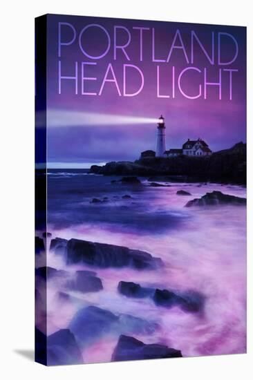 Cape Elizabeth, Maine - Portland Head Light at Dusk-Lantern Press-Stretched Canvas