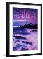 Cape Elizabeth, Maine - Portland Head Light at Dusk-Lantern Press-Framed Art Print