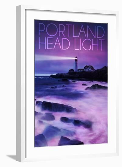 Cape Elizabeth, Maine - Portland Head Light at Dusk-Lantern Press-Framed Art Print