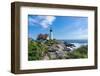 Cape Elizabeth, Maine, USA. Portland Head Light is a historic lighthouse.-Janet Horton-Framed Photographic Print