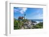 Cape Elizabeth, Maine, USA. Portland Head Light is a historic lighthouse.-Janet Horton-Framed Photographic Print