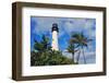 Cape Florida Light Lighthouse with Atlantic Ocean and Palm Tree at Beach in Miami with Blue Sky And-Songquan Deng-Framed Photographic Print