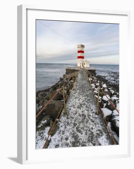 Cape Gardskagi with Lighthouse During Winter on the Reykjanes Peninsula. Iceland-Martin Zwick-Framed Photographic Print