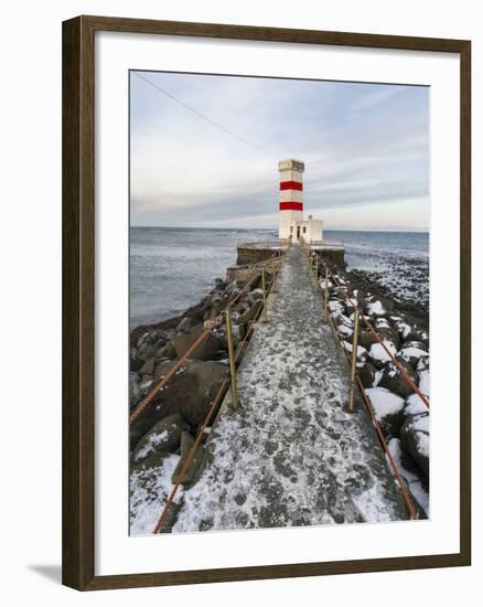 Cape Gardskagi with Lighthouse During Winter on the Reykjanes Peninsula. Iceland-Martin Zwick-Framed Photographic Print