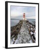 Cape Gardskagi with Lighthouse During Winter on the Reykjanes Peninsula. Iceland-Martin Zwick-Framed Photographic Print