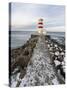 Cape Gardskagi with Lighthouse During Winter on the Reykjanes Peninsula. Iceland-Martin Zwick-Stretched Canvas