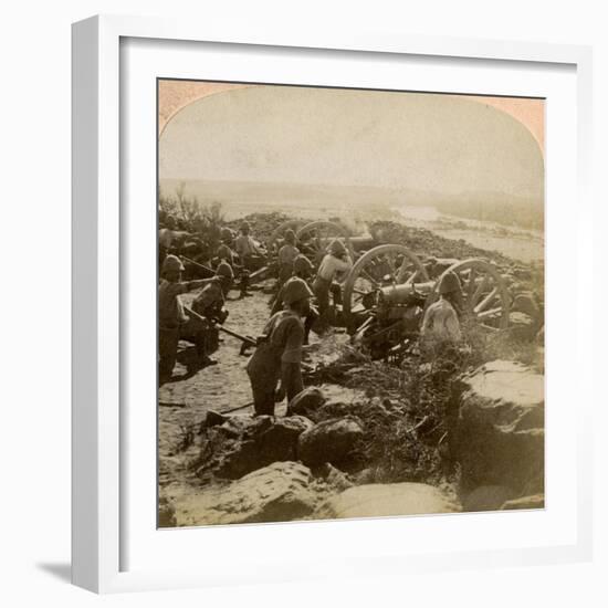 Cape Garrison Artillery Making it Hot for the Boers across the Modder River, South Africa, 1900-Underwood & Underwood-Framed Giclee Print