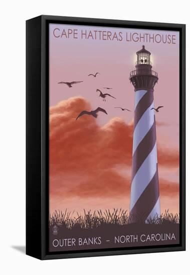 Cape Hatteras Lighthouse - North Carolina - Sunrise-Lantern Press-Framed Stretched Canvas
