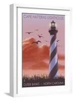 Cape Hatteras Lighthouse - North Carolina - Sunrise-Lantern Press-Framed Art Print