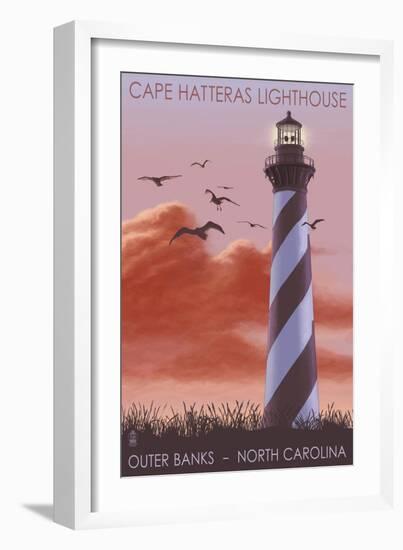 Cape Hatteras Lighthouse - North Carolina - Sunrise-Lantern Press-Framed Art Print