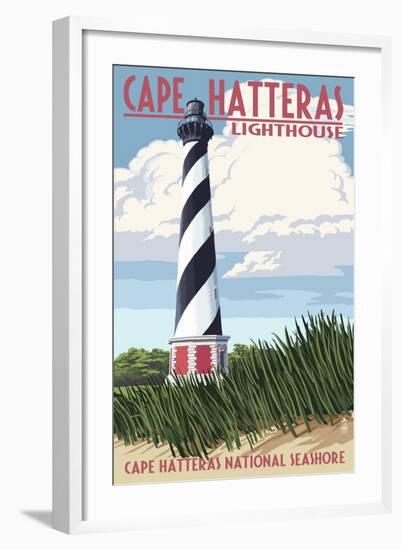 Cape Hatteras Lighthouse - Outer Banks, North Carolina-Lantern Press-Framed Art Print