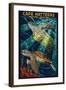 Cape Hatteras National Seashore - Sea Turtle Mosaic-Lantern Press-Framed Art Print