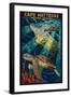 Cape Hatteras National Seashore - Sea Turtle Mosaic-Lantern Press-Framed Art Print