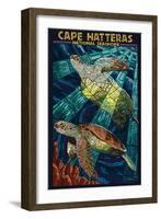 Cape Hatteras National Seashore - Sea Turtle Mosaic-Lantern Press-Framed Art Print