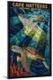 Cape Hatteras National Seashore - Sea Turtle Mosaic-Lantern Press-Mounted Art Print