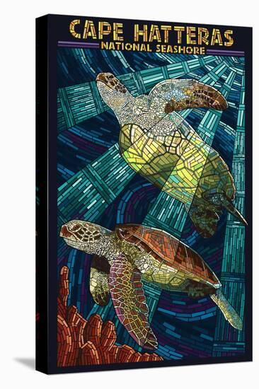 Cape Hatteras National Seashore - Sea Turtle Mosaic-Lantern Press-Stretched Canvas