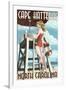 Cape Hatteras, North Carolina - Lifeguard Pinup Girl-Lantern Press-Framed Art Print