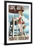 Cape Hatteras, North Carolina - Lifeguard Pinup Girl-Lantern Press-Framed Art Print