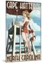 Cape Hatteras, North Carolina - Lifeguard Pinup Girl-Lantern Press-Mounted Art Print