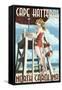 Cape Hatteras, North Carolina - Lifeguard Pinup Girl-Lantern Press-Framed Stretched Canvas