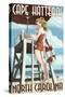 Cape Hatteras, North Carolina - Lifeguard Pinup Girl-Lantern Press-Stretched Canvas