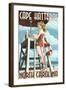 Cape Hatteras, North Carolina - Lifeguard Pinup Girl-Lantern Press-Framed Art Print