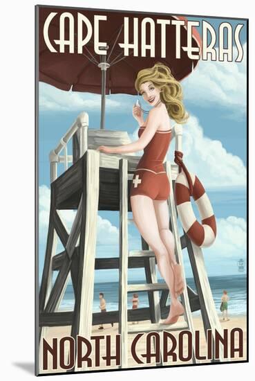 Cape Hatteras, North Carolina - Lifeguard Pinup Girl-Lantern Press-Mounted Art Print