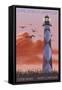 Cape Lookout Lighthouse and Sunrise - Outer Banks, North Carolina-Lantern Press-Framed Stretched Canvas
