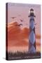 Cape Lookout Lighthouse and Sunrise - Outer Banks, North Carolina-Lantern Press-Stretched Canvas