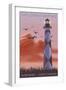 Cape Lookout Lighthouse and Sunrise - Outer Banks, North Carolina-Lantern Press-Framed Art Print