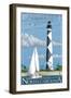 Cape Lookout Lighthouse - Outer Banks, North Carolina-Lantern Press-Framed Art Print