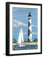 Cape Lookout Lighthouse - Outer Banks, North Carolina-Lantern Press-Framed Art Print