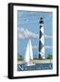 Cape Lookout Lighthouse - Outer Banks, North Carolina-Lantern Press-Framed Art Print