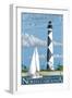 Cape Lookout Lighthouse - Outer Banks, North Carolina-Lantern Press-Framed Art Print