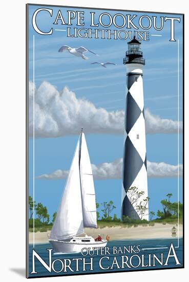 Cape Lookout Lighthouse - Outer Banks, North Carolina-Lantern Press-Mounted Art Print