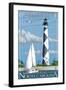 Cape Lookout Lighthouse - Outer Banks, North Carolina-Lantern Press-Framed Art Print