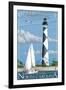 Cape Lookout Lighthouse - Outer Banks, North Carolina-Lantern Press-Framed Art Print