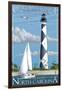 Cape Lookout Lighthouse - Outer Banks, North Carolina-Lantern Press-Framed Art Print