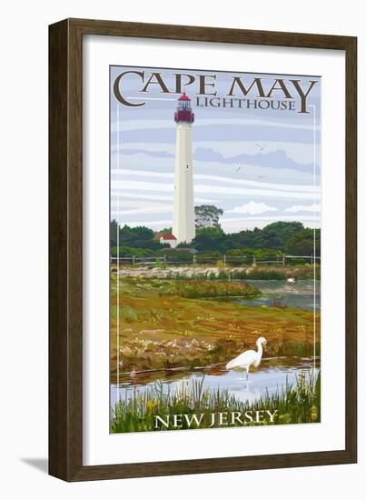 Cape May Lighthouse - New Jersey Shore-Lantern Press-Framed Art Print