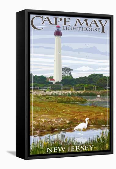 Cape May Lighthouse - New Jersey Shore-Lantern Press-Framed Stretched Canvas