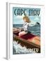 Cape May, New Jersey - Boating Pinup Girl-Lantern Press-Framed Art Print