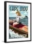 Cape May, New Jersey - Boating Pinup Girl-Lantern Press-Framed Art Print