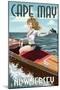 Cape May, New Jersey - Boating Pinup Girl-Lantern Press-Mounted Art Print