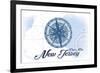 Cape May, New Jersey - Compass - Blue - Coastal Icon-Lantern Press-Framed Premium Giclee Print